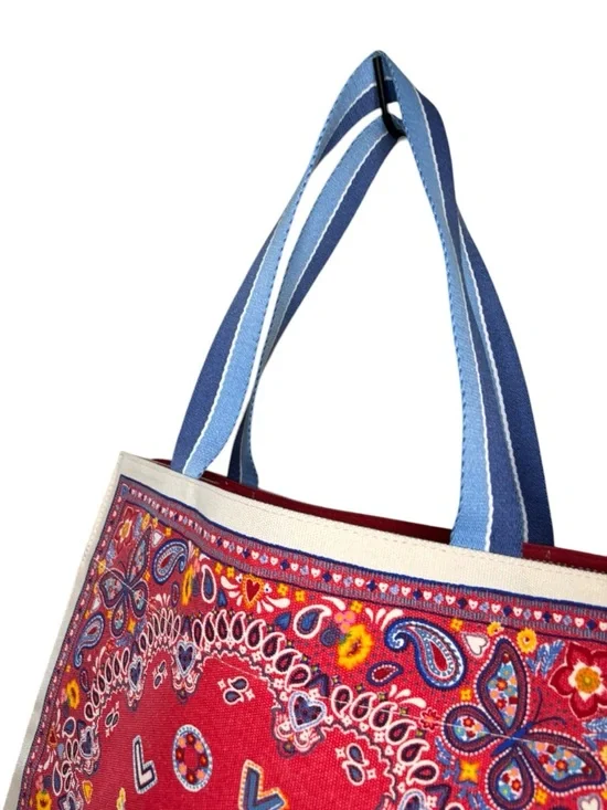 Brighton “Brighton Love Butterfly” Canvas Tote Bag Red Blue Bandana Print Large - Picture 8 of 9